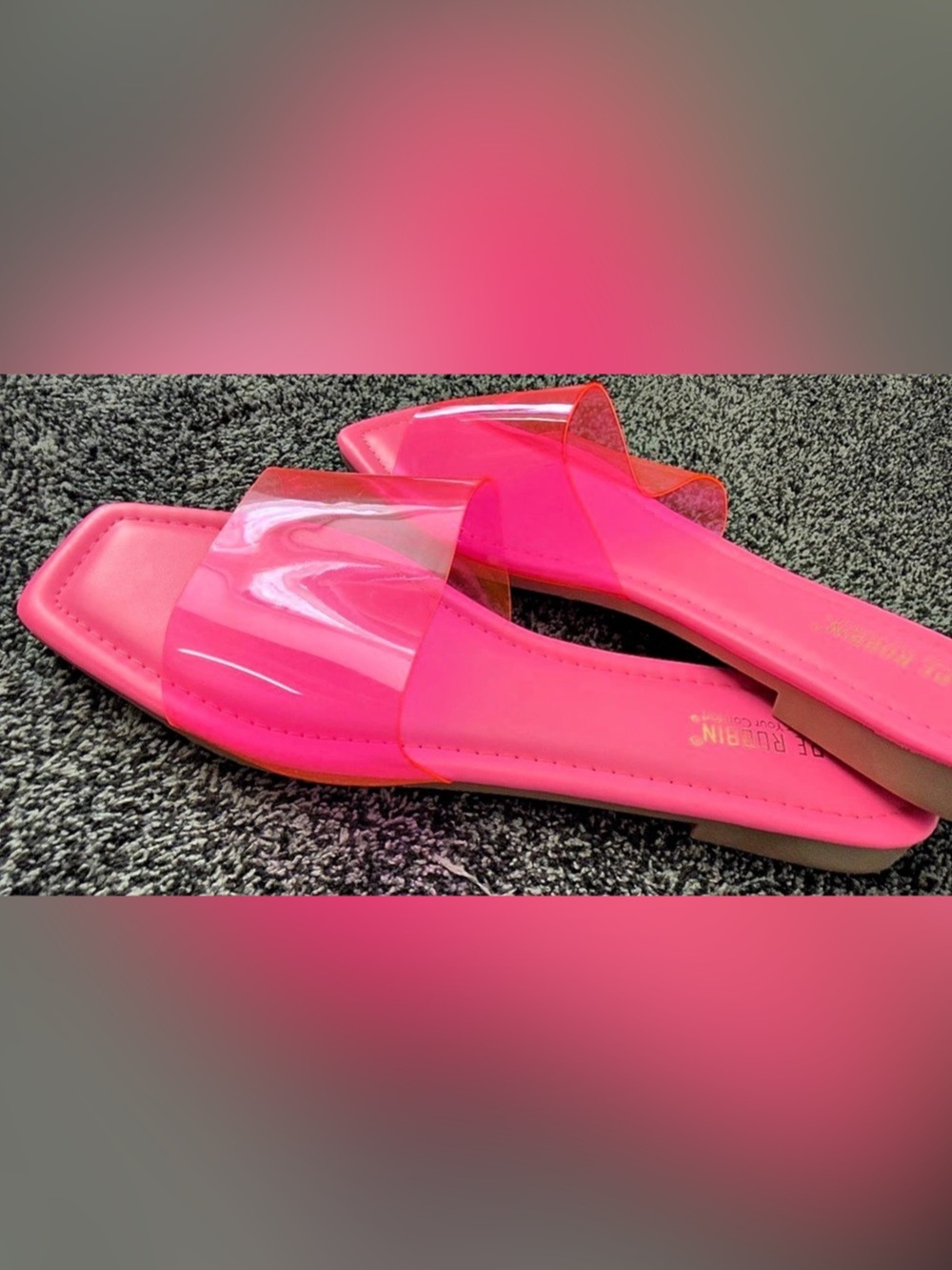 Cape Robbin Neon Pink Clear PVC Slide Sandals Size 11 Y2K Barbie